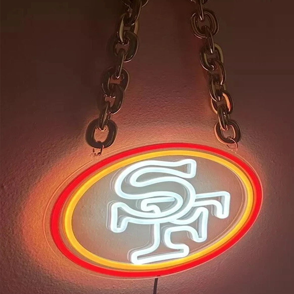Illuminate Your Passion American football 49ers Neon Light Up Big Logo Chain Chains for fans