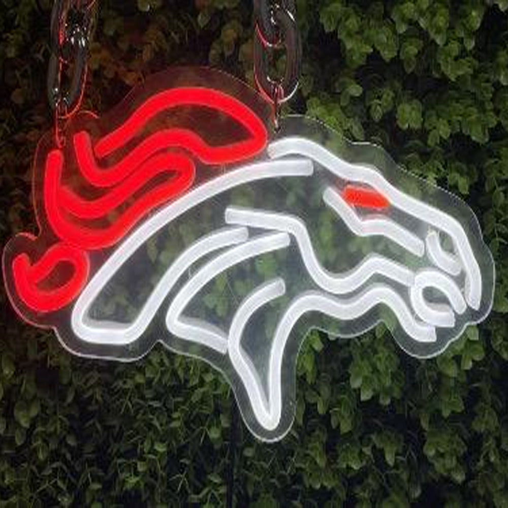 Show off your team work Denver Broncos led big logo sign lighting up sign for new season including necklace and shipping Chains for fans