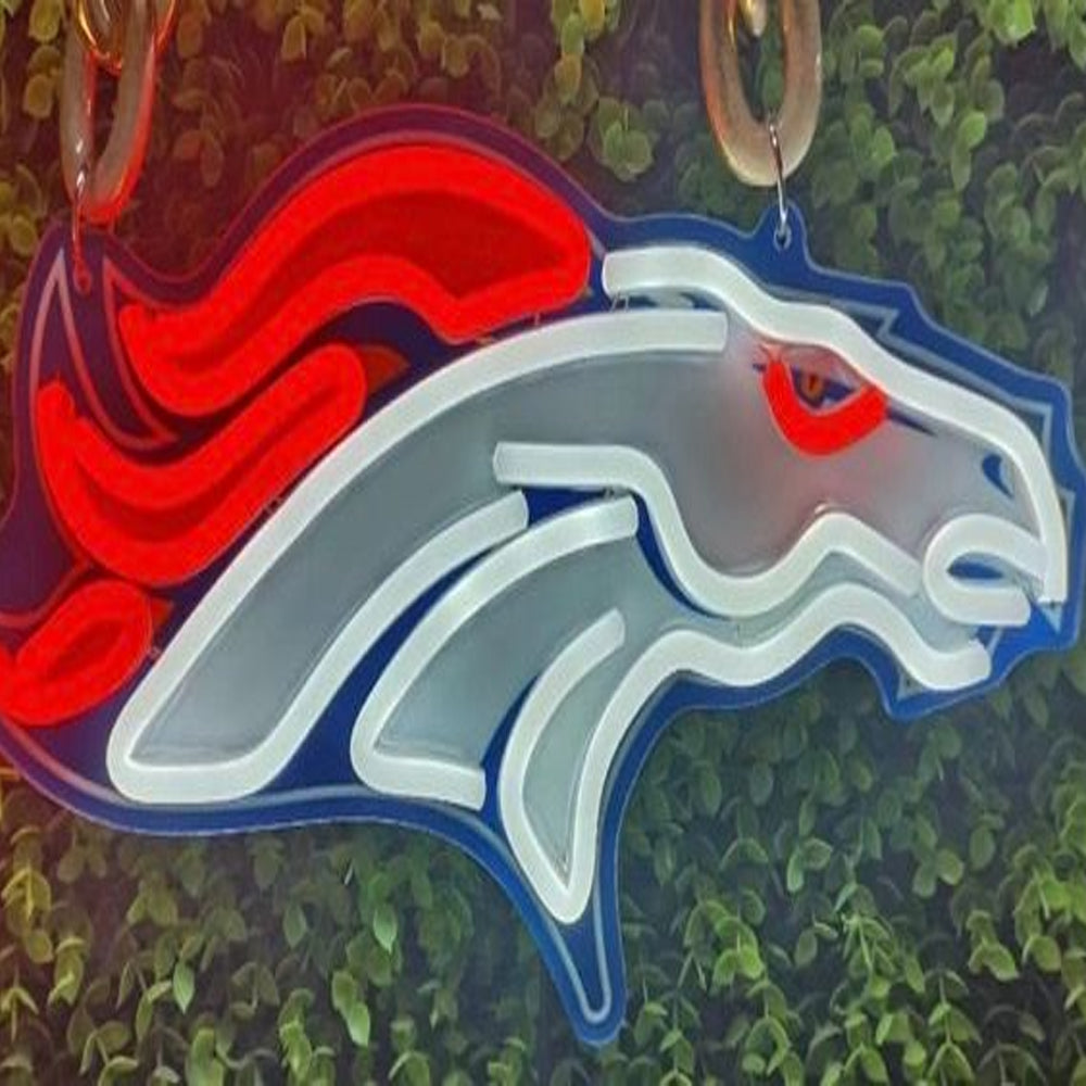 Show off your team work Denver Broncos led big logo sign lighting up sign for new season including necklace and shipping Chains for fans