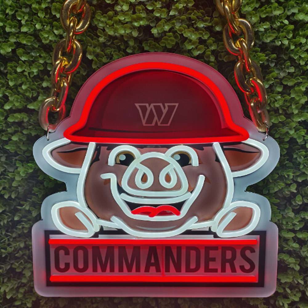 Show off your team work Washington Commanders led big logo sign lighting up sign for new season including necklace and shipping Chains for fans