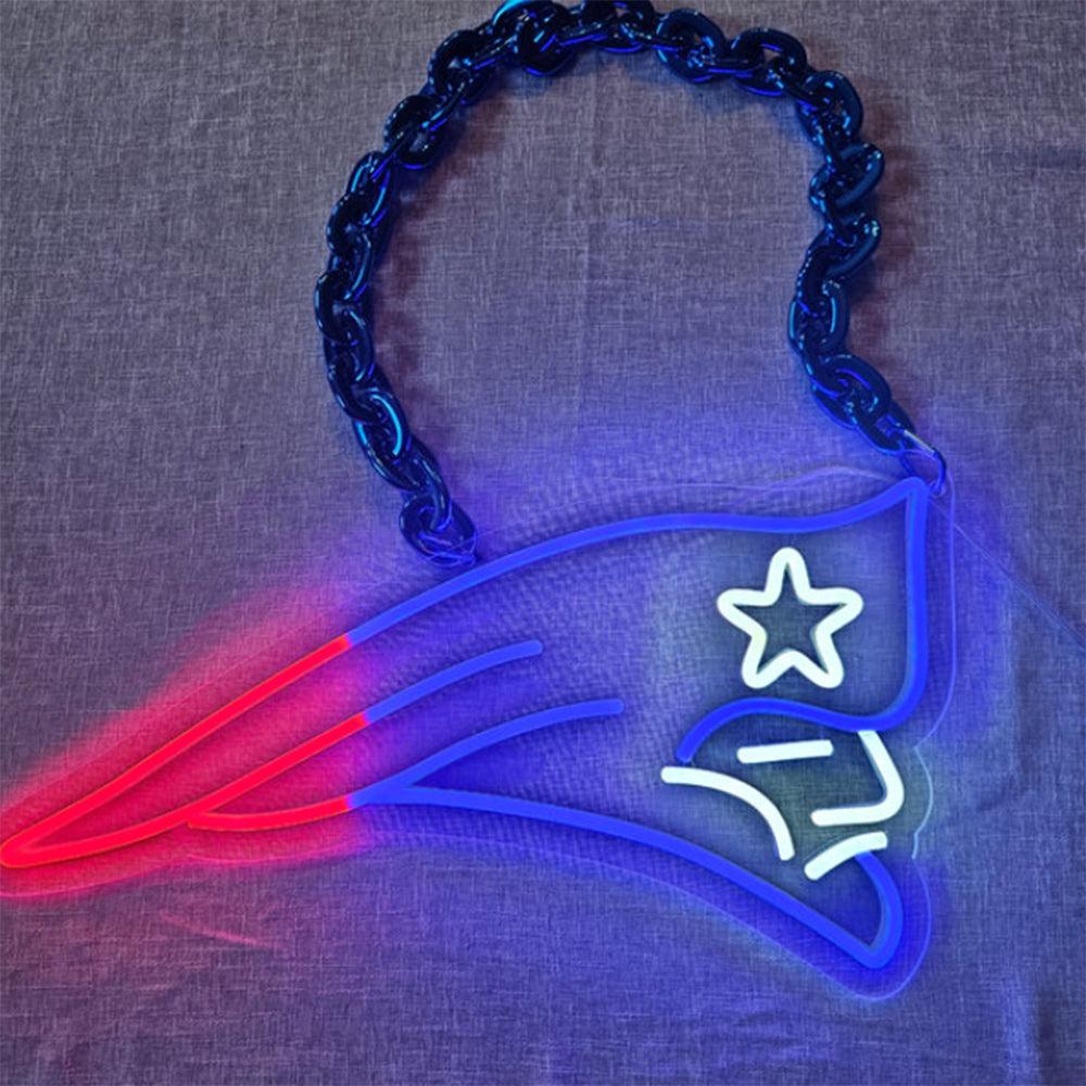 Illuminate Your Passion American football New England Patriots lighting up sign for Super fans Chains for fans