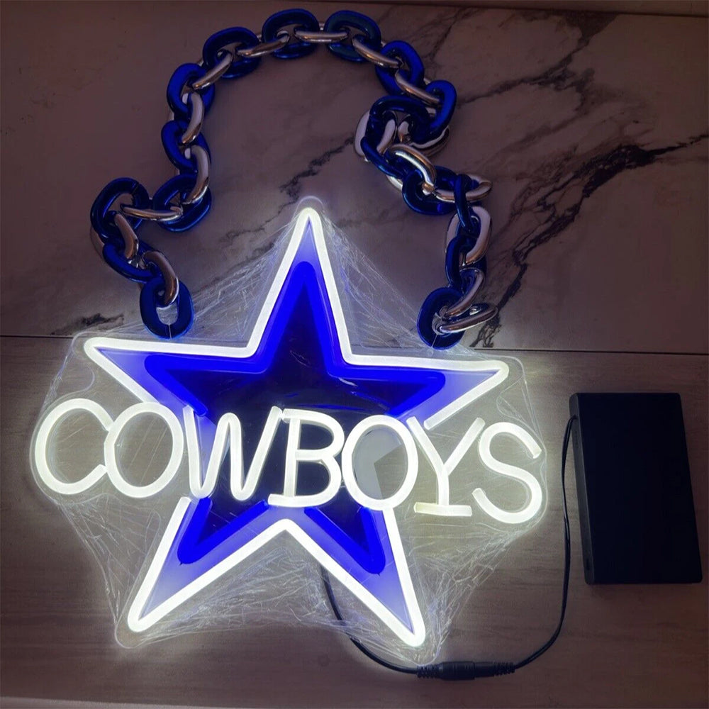 Illuminate Your Passion New Types American football Dallas Cowboys Neon Light Up Big Logo Chain Chains for fans