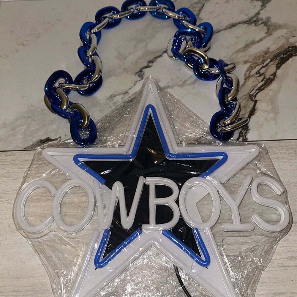 Illuminate Your Passion New Types American football Dallas Cowboys Neon Light Up Big Logo Chain Chains for fans