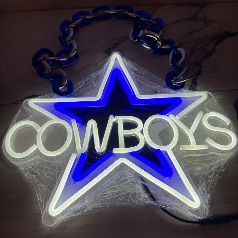 Illuminate Your Passion New Types American football Dallas Cowboys Neon Light Up Big Logo Chain Chains for fans