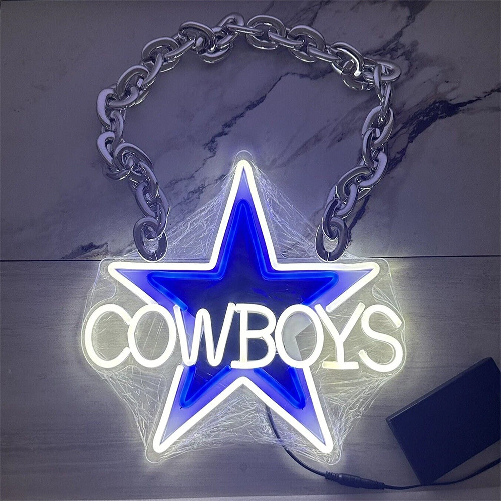 Illuminate Your Passion New Types American football Dallas Cowboys Neon Light Up Big Logo Chain Chains for fans