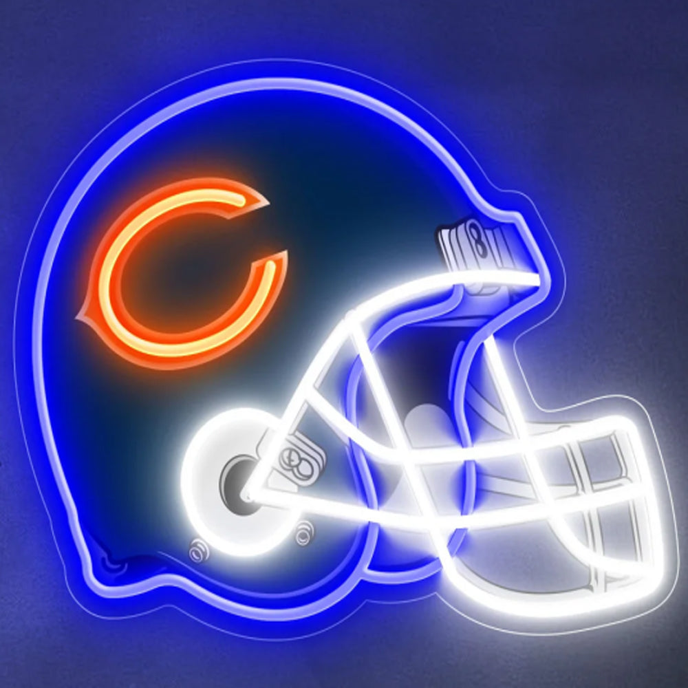 American Football Helmet Led Neon Sign With Necklace Chain Chains for fans