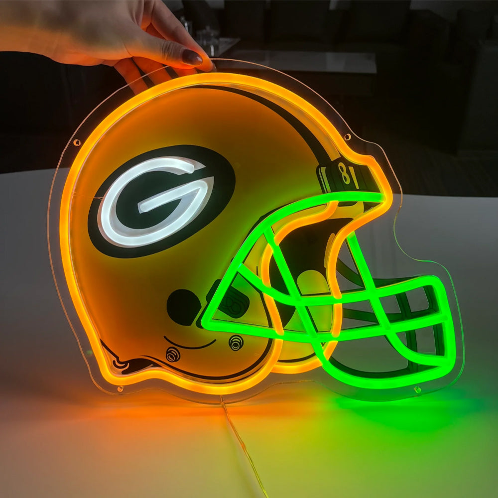 American Football Helmet Led Neon Sign With Necklace Chain Chains for fans