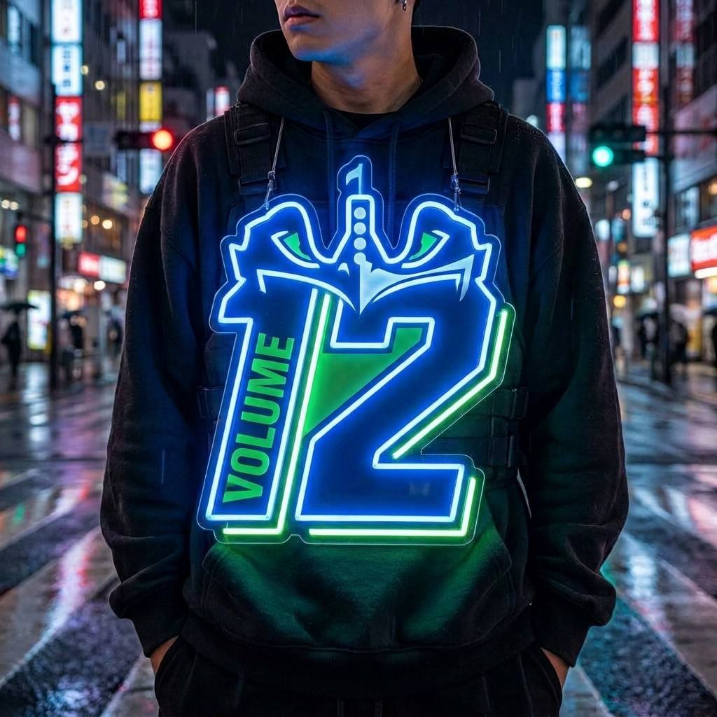 Seattle Seahawks 30cm Oversized LED Neon Pendant Sign Big Team Logo Chain Light Duty Acrylic Material Medallion Fan Shop Supply Chains for fans