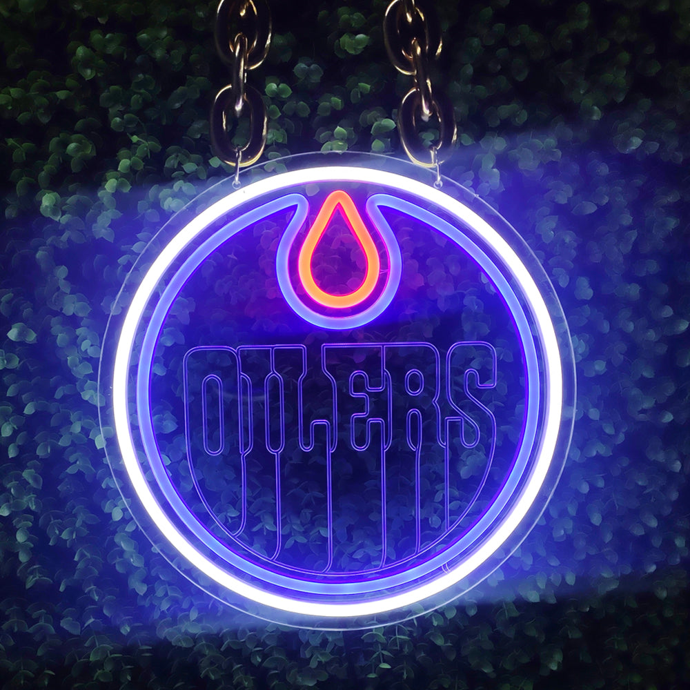 Oillers team logo neon sign