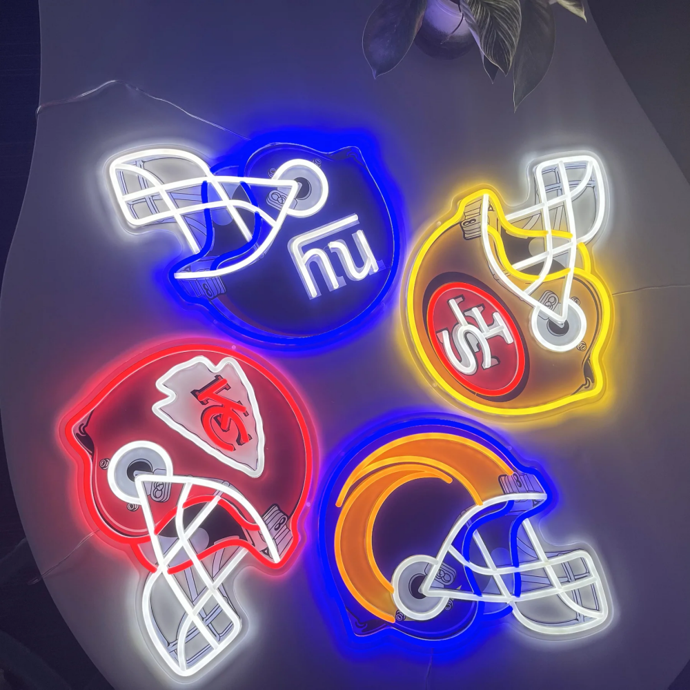 American Football Helmet Led Neon Sign With Necklace Chain Chains for fans