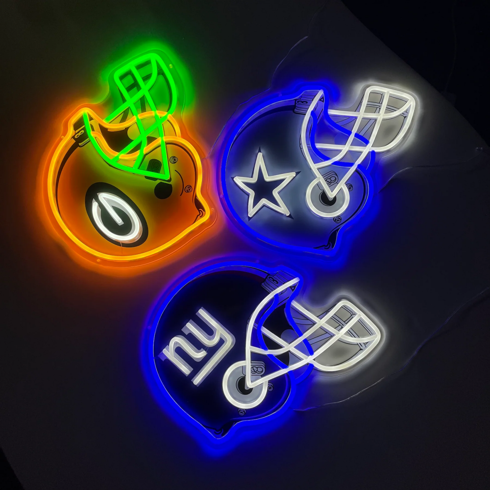 American Football Helmet Led Neon Sign With Necklace Chain Chains for fans