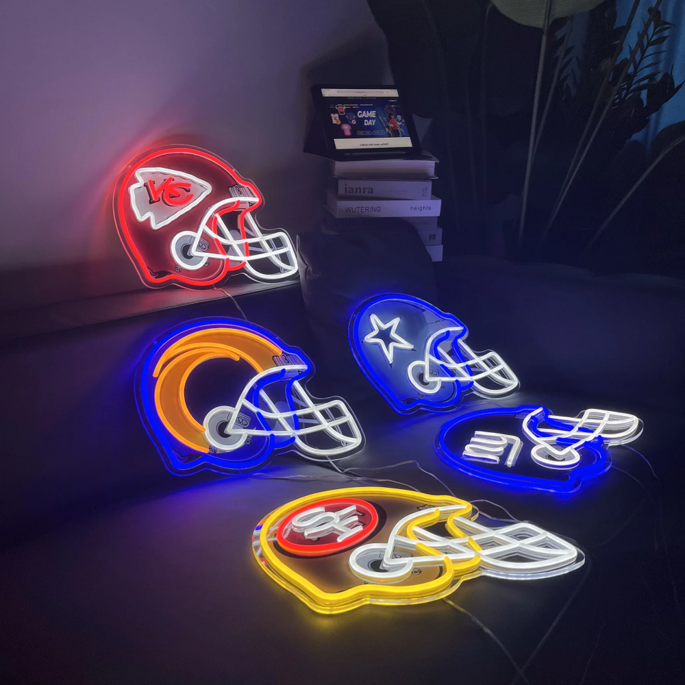 American Football Helmet Led Neon Sign With Necklace Chain Chains for fans