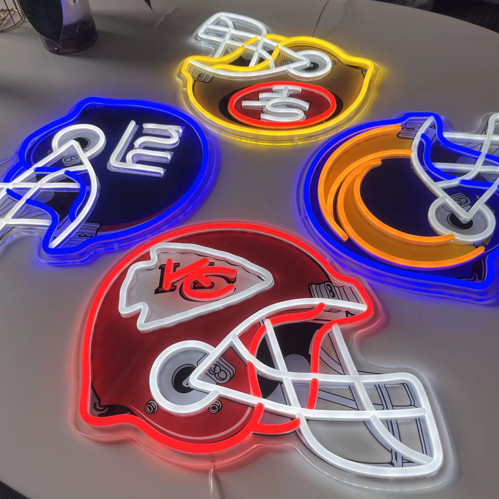 American Football Helmet Led Neon Sign With Necklace Chain Chains for fans