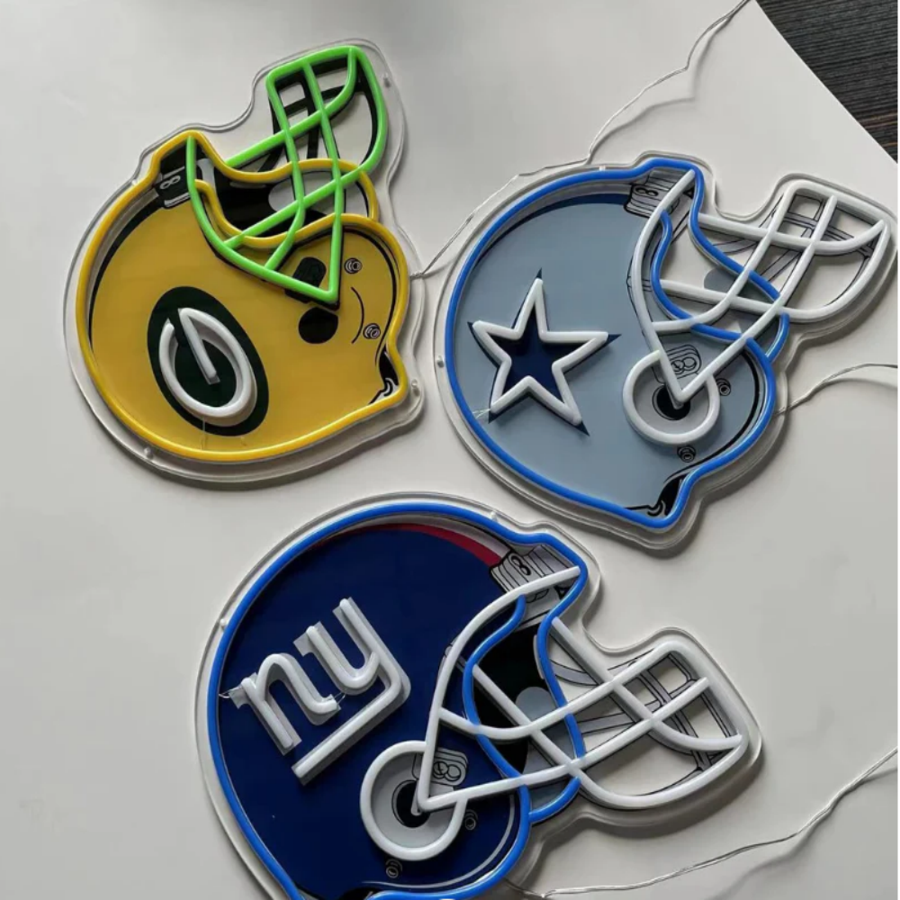 American Football Helmet Led Neon Sign With Necklace Chain Chains for fans