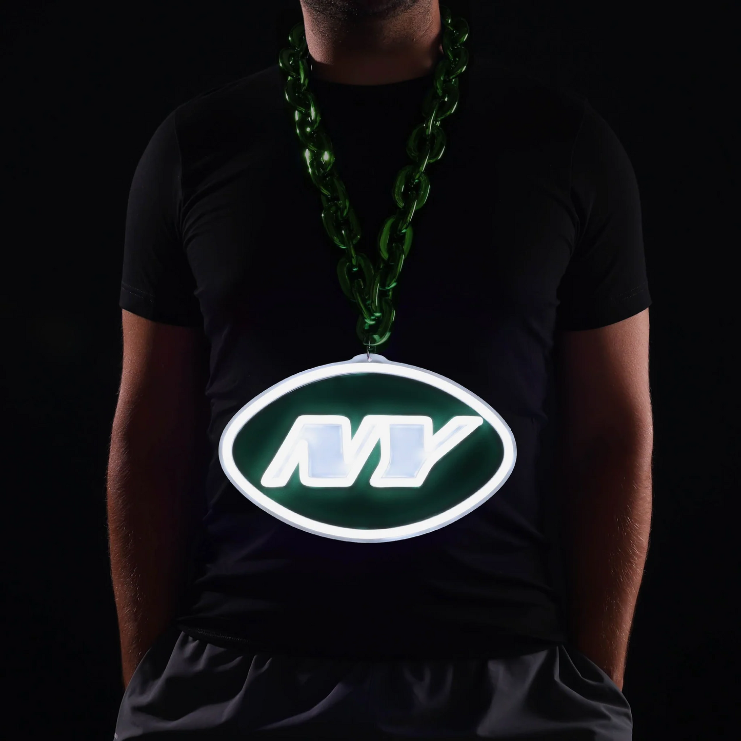 Super fan symbol American football New York Jets Neon Light Up Big Logo Chain Chains for fans