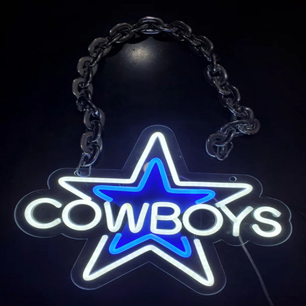 Illuminate Your Passion American football Dallas Cowboy Neon lighting up big logo chain for your team Chains for fans