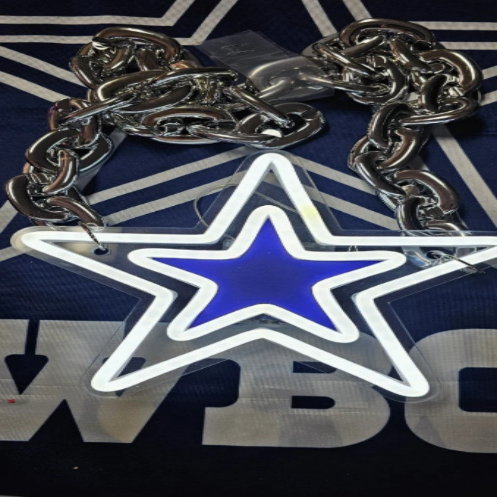 Illuminate Your Passion American football Dallas Cowboy Neon lighting up big logo chain for your team Chains for fans