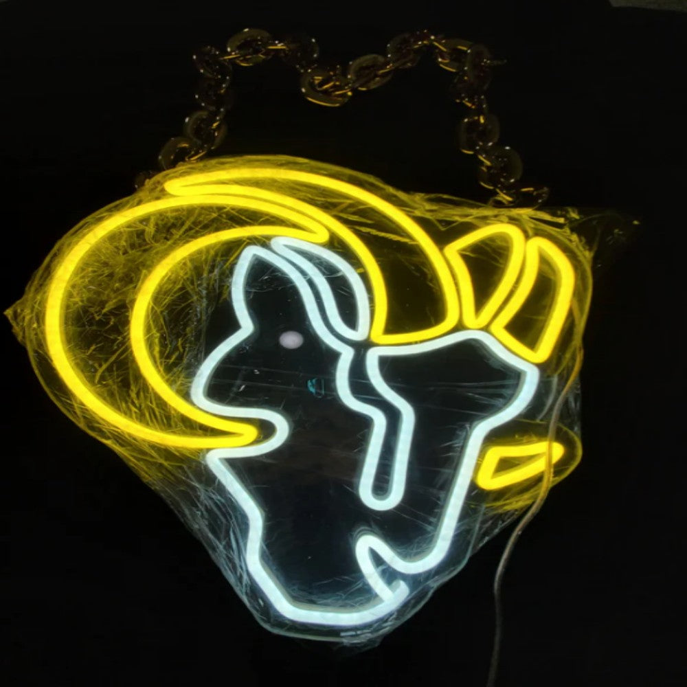 Illuminate Your Passion American football Los Angeles Rams Neon lighting up big logo chain for your team Chains for fans