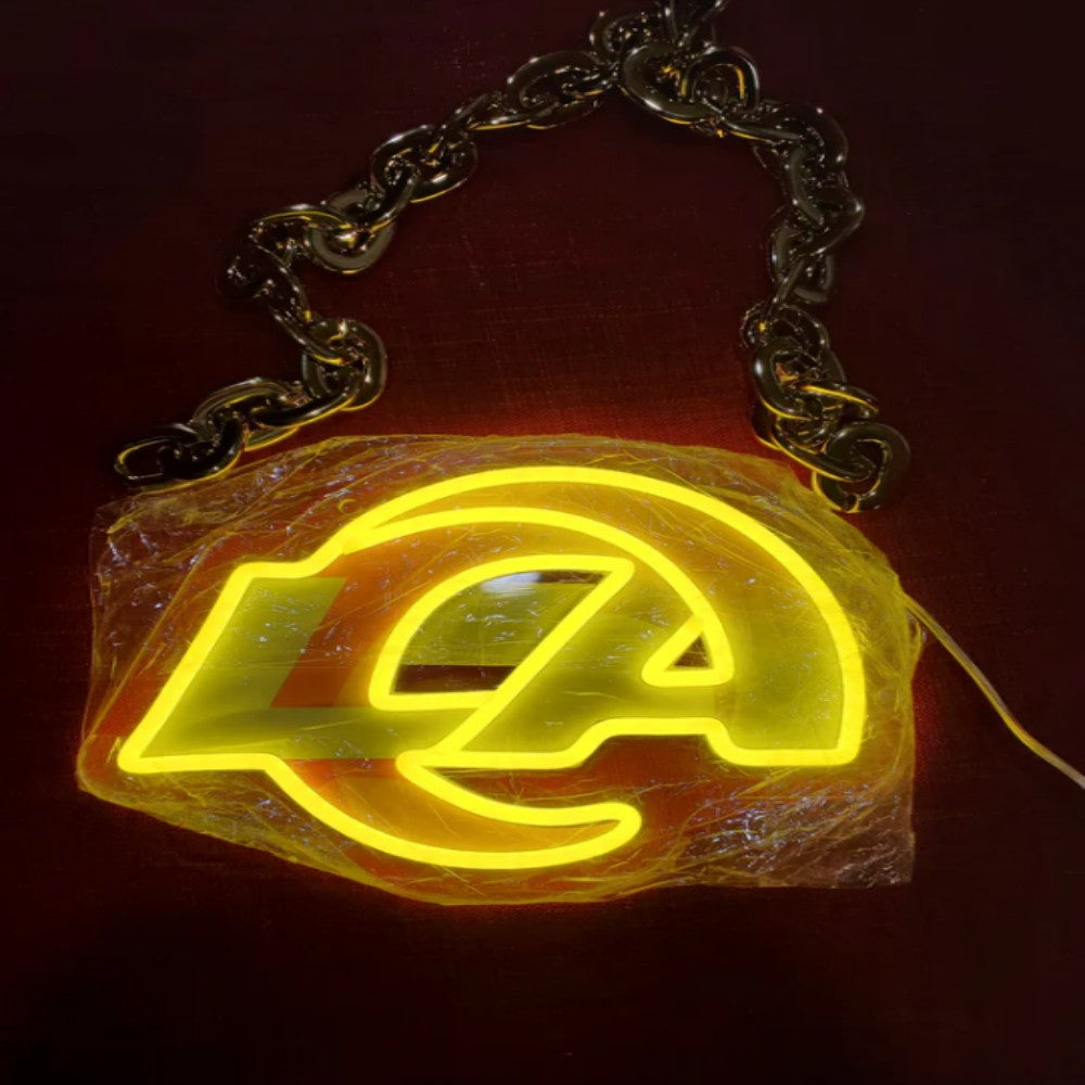 Illuminate Your Passion American football Los Angeles Rams Neon lighting up big logo chain for your team Chains for fans