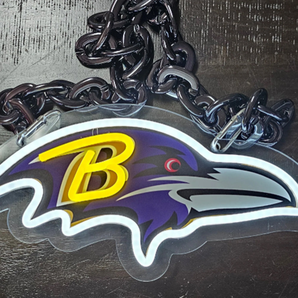 Super fan symbol American football Baltimore Ravens Neon Light Up Big Logo Chain Chains for fans