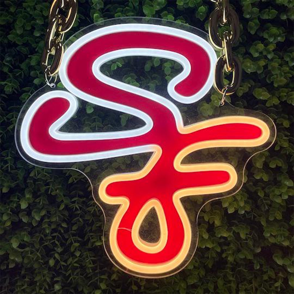 Chains for fans San Francisco 49ers neon big logo lighting up sign necklace for your spirit Chains for fans