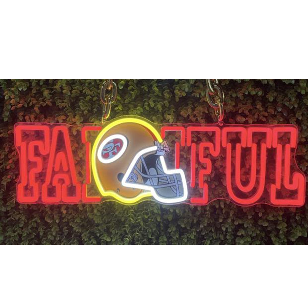 Chains for fans San Francisco 49ers neon big logo lighting up sign necklace for your spirit Chains for fans