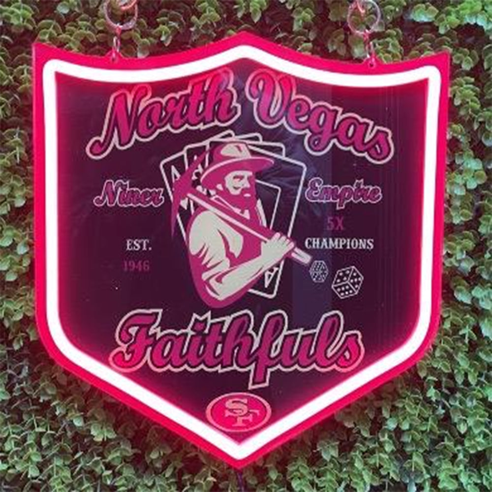 Chains for fans San Francisco 49ers neon big logo lighting up sign necklace for your spirit Chains for fans