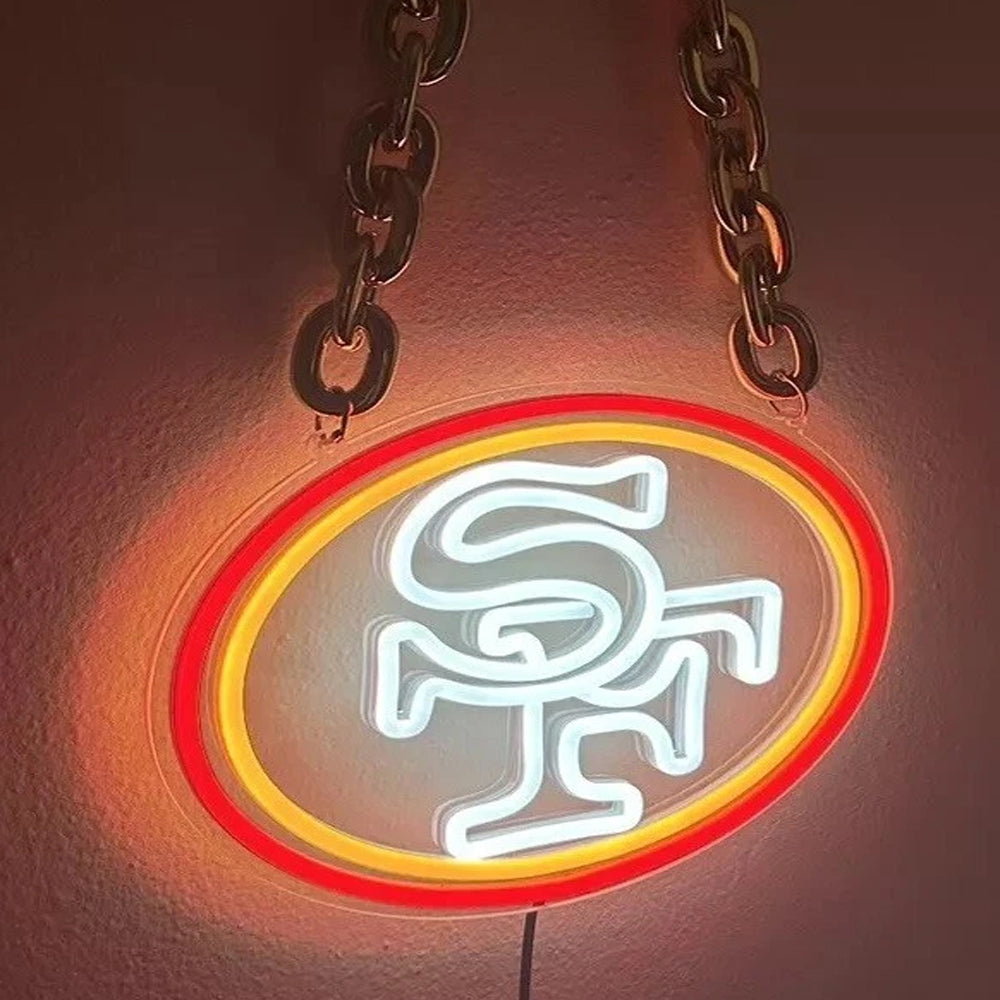 Chains for fans San Francisco 49ers neon big logo lighting up sign necklace for your spirit Chains for fans