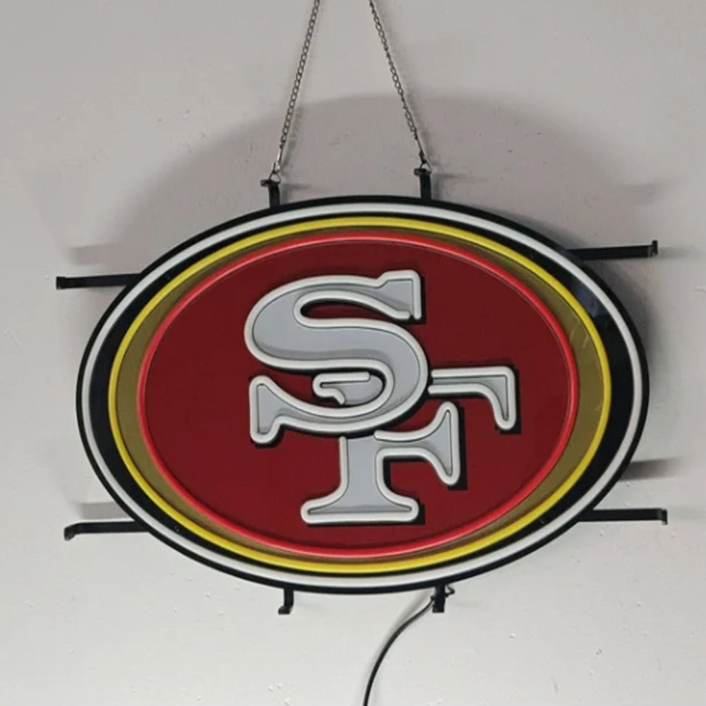 Chains for fans San Francisco 49ers UV printed neon big logo lighting up sign necklace for your spirit Chains for fans