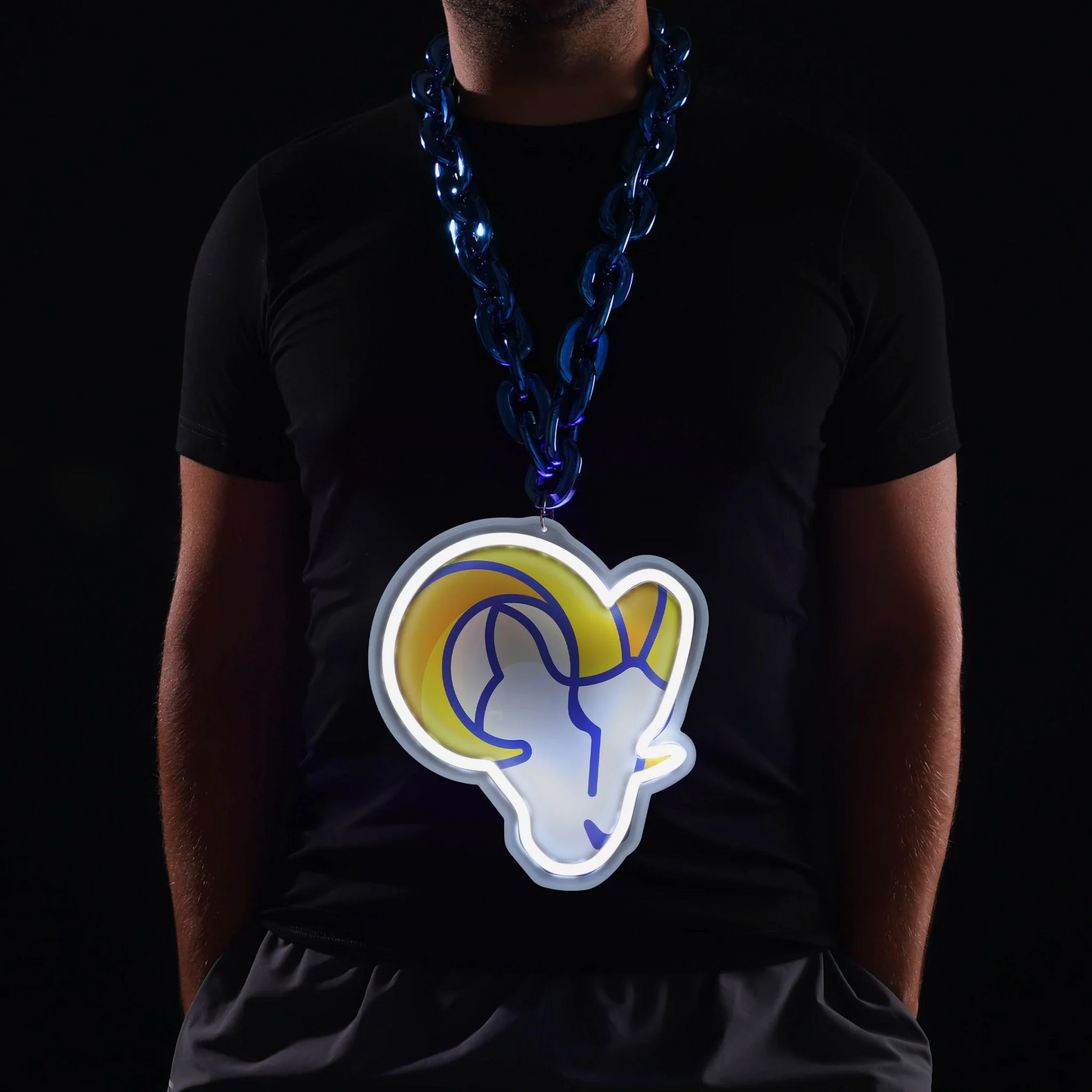 Super fan symbol American football Los Angeles Rams Neon Light Up Big Logo Chain Chains for fans