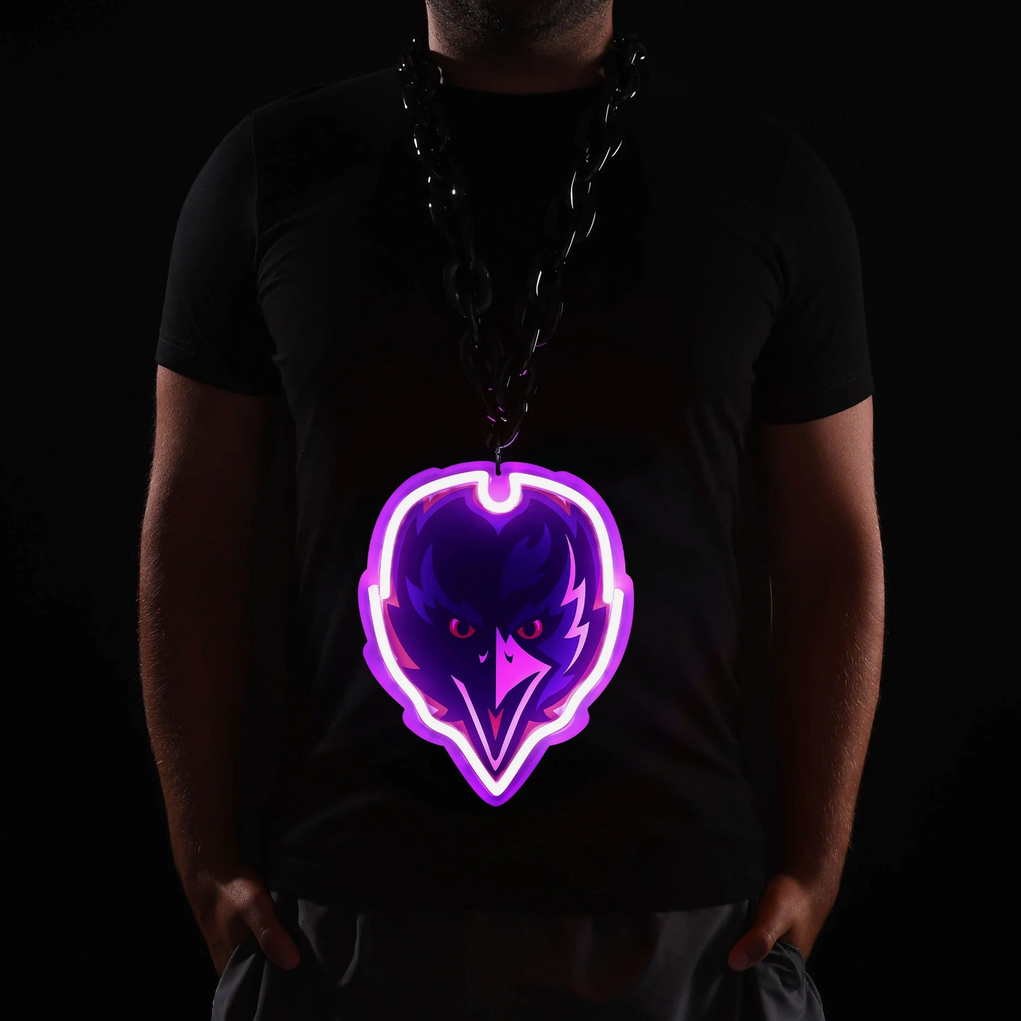 Super fan symbol American football Baltimore Ravens Neon Light Up Big Logo Chain Chains for fans