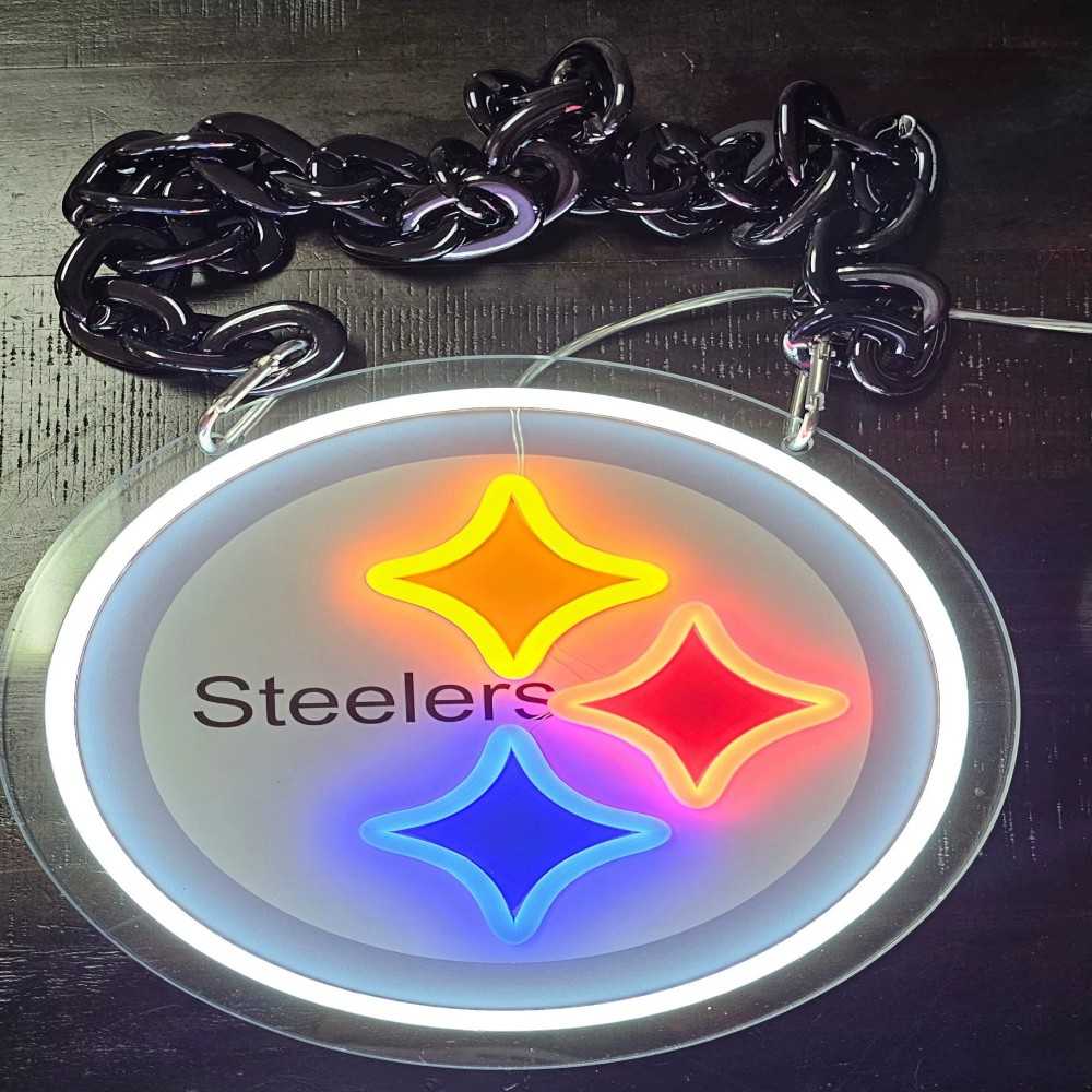 Sport fans Pittsburgh exclusive Neon light up big logo chain 12V including chains Chains for fans