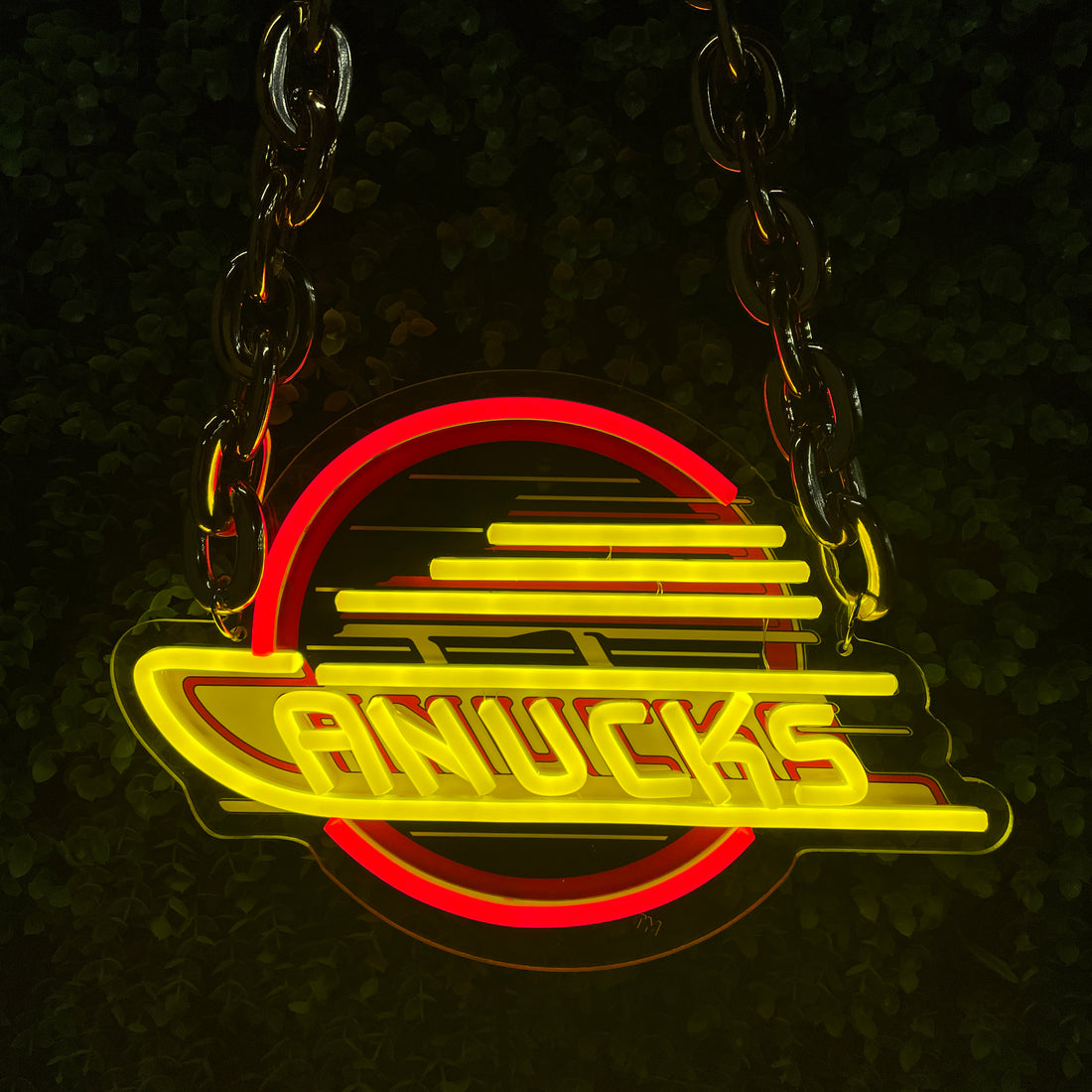 canucks logo neon sign