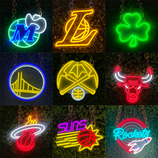 NBA team logo LED light for fans with chain