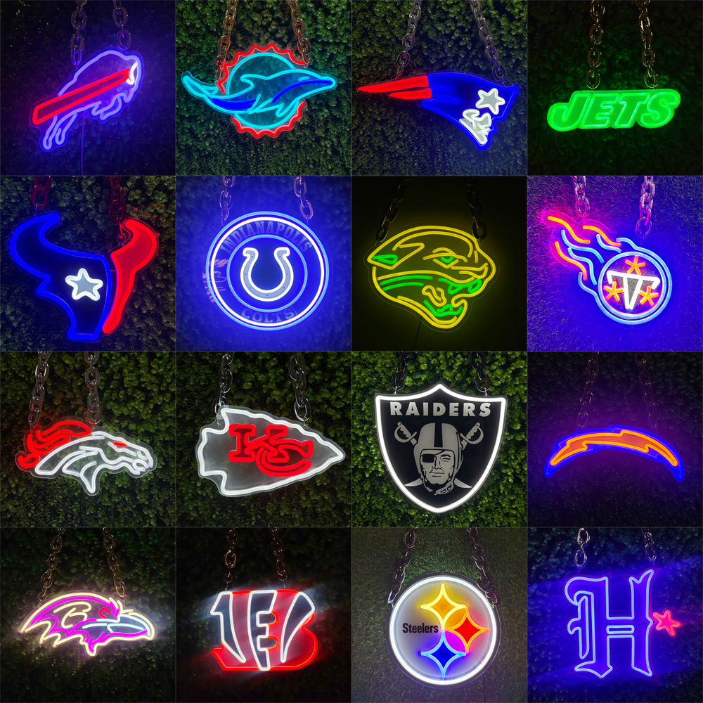 Illuminate Your Passion: Custom NFL Team Logo Neon Signs – Chains for fans