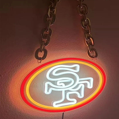 Illuminate Your Passion American football 49ers Neon Light Up Big Logo Chain Chains for fans