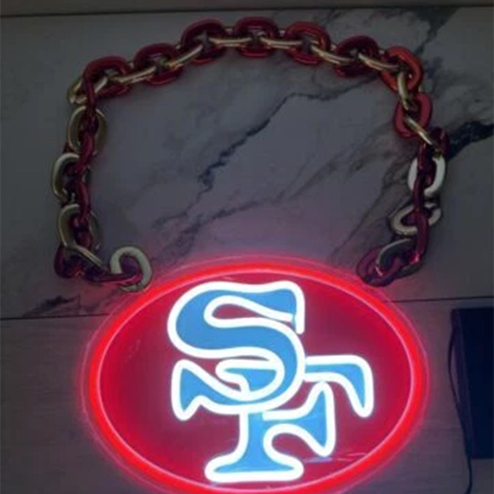Illuminate Your Passion American football 49ers Neon Light Up Big Logo Chain Chains for fans
