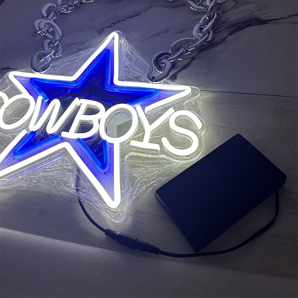 Illuminate Your Passion New Types American football Dallas Cowboys Neon Light Up Big Logo Chain Chains for fans