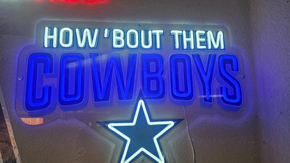 Dallas Cowboys LED fan Neon Sign with Hanging Chain Chains for fans