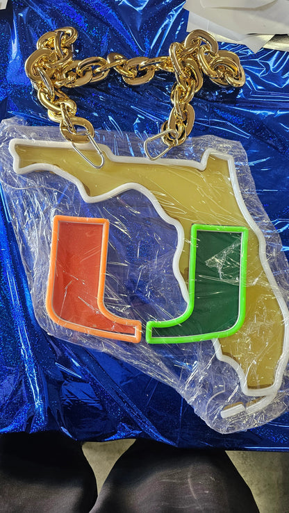 Miami Hurricanes LED fan Neon Sign with Hanging Chain Chains for fans