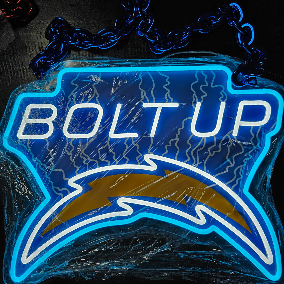 Lightning bolt LED Neon Sign with Hanging Chain Chains for fans