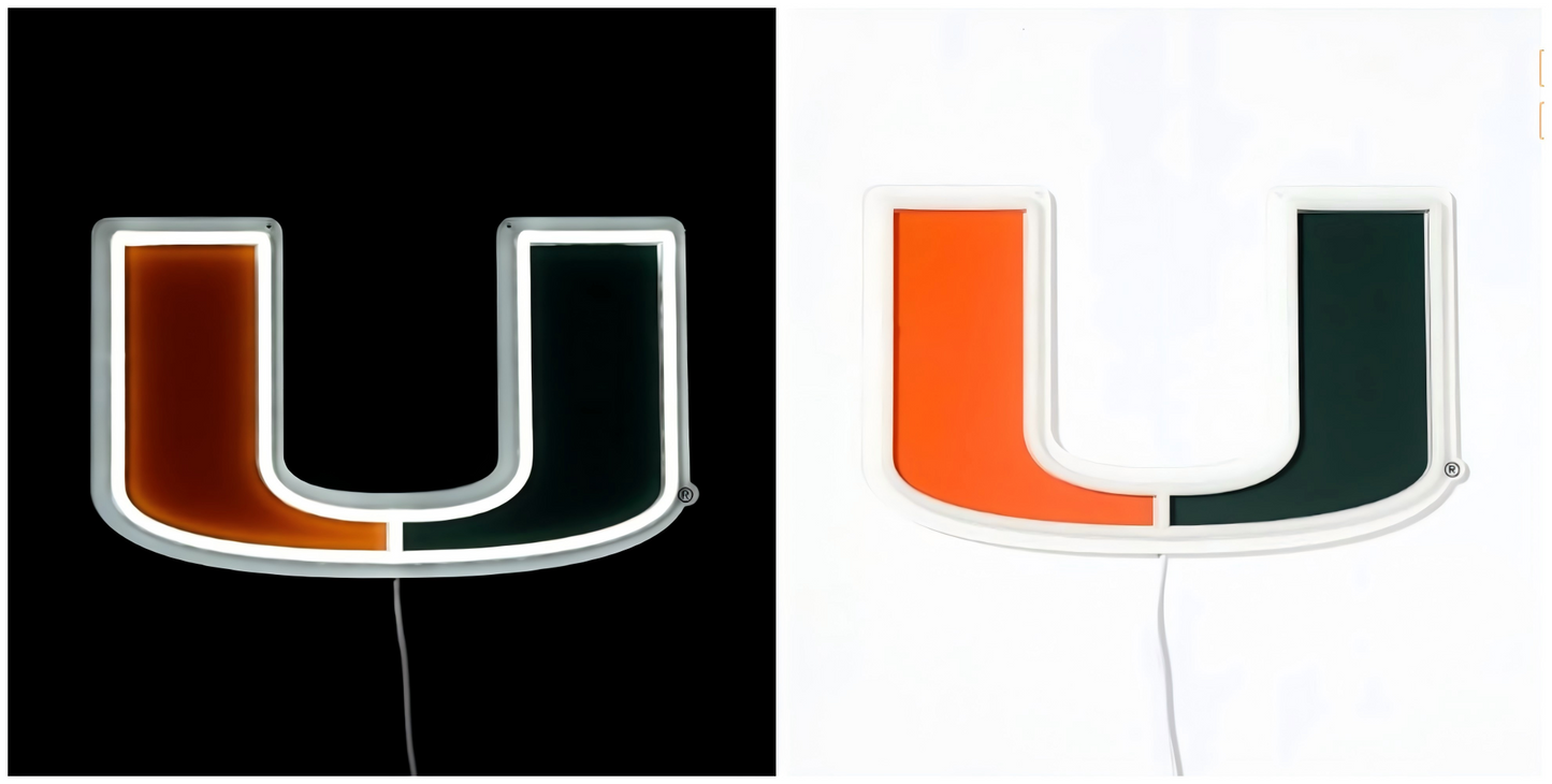 NCAA University football team logo Led lighting up neon sign Chains for fans