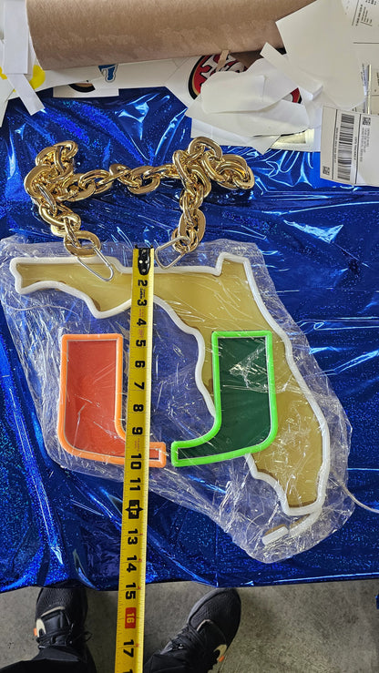 Miami Hurricanes LED fan Neon Sign with Hanging Chain Chains for fans