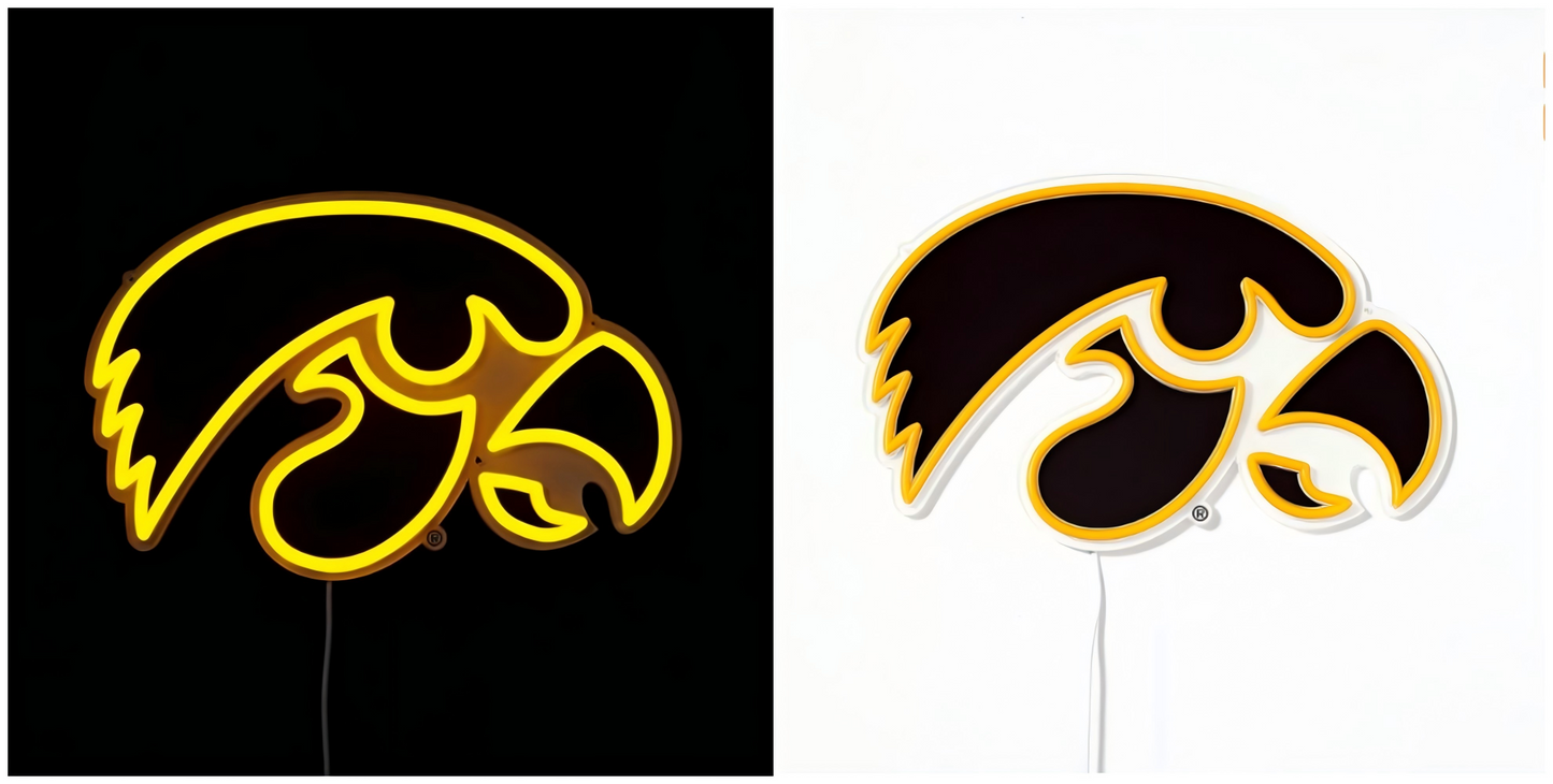 NCAA University football team logo Led lighting up neon sign Chains for fans