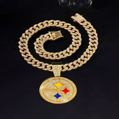 American teams logo specific crystal Diamond effect chains-Golden Chains for fans