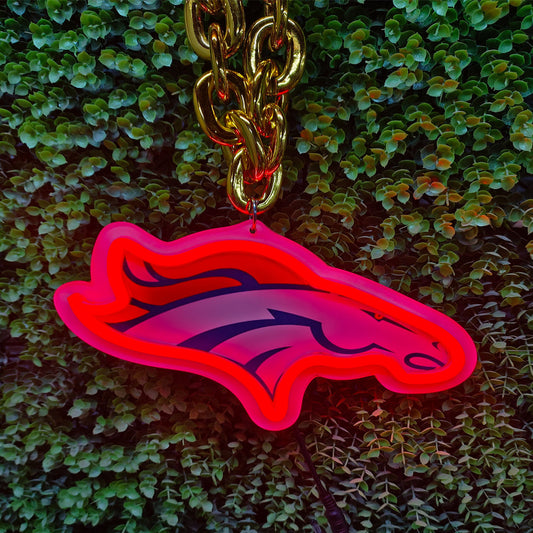 Show off your team work Denver Broncos led big logo sign lighting up sign for new season including necklace and shipping Chains for fans