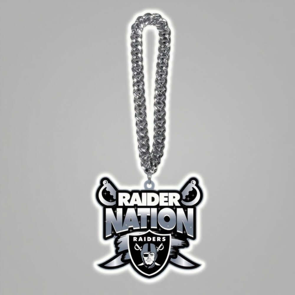 Las Vegas Raiders Raider Nation logo chains pendant with a bold design for American football fans.
