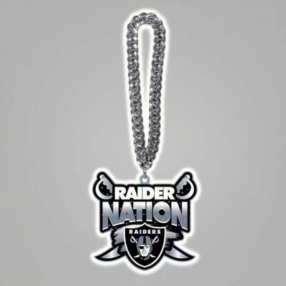 Las Vegas Raiders Raider Nation logo chains pendant with a bold design for American football fans.
