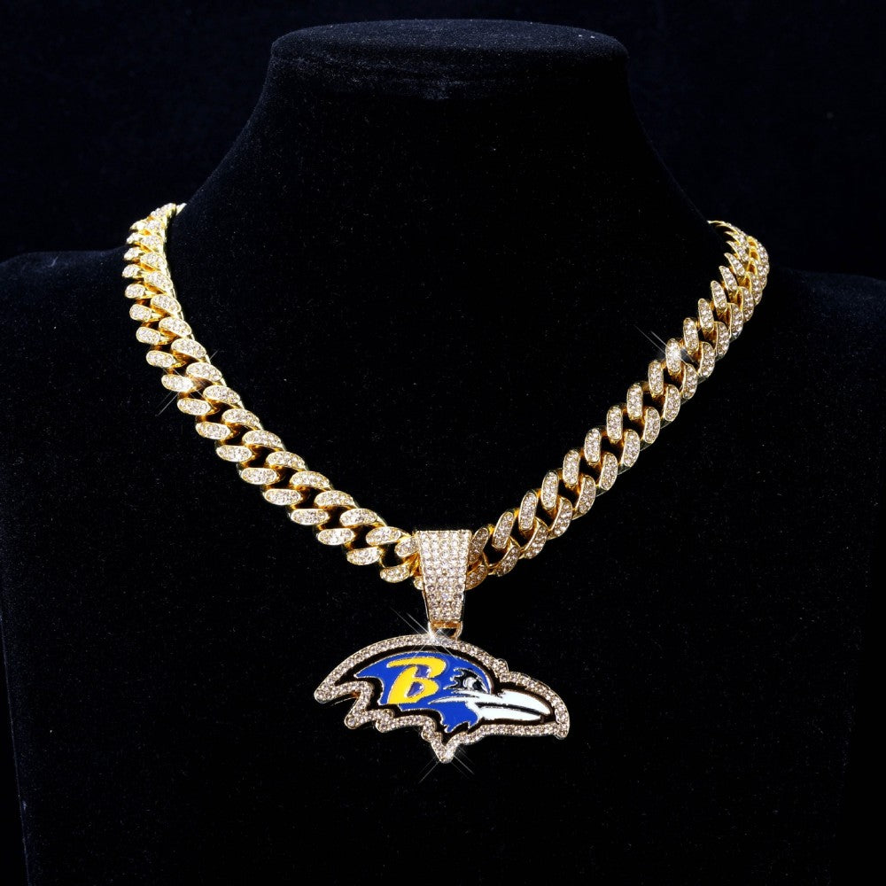American teams logo specific crystal Diamond effect chains-Golden Chains for fans