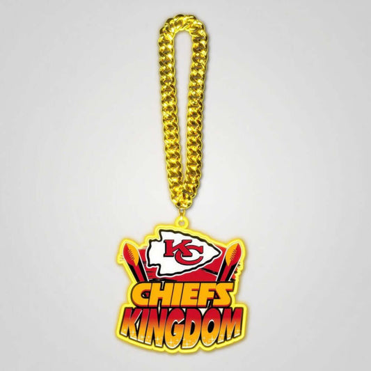 Kansas City Chiefs Kingdom logo chains pendant showcasing team spirit and American football pride.